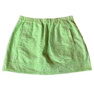 J. Crew neon green eyelet lace mini skirt Size Medium